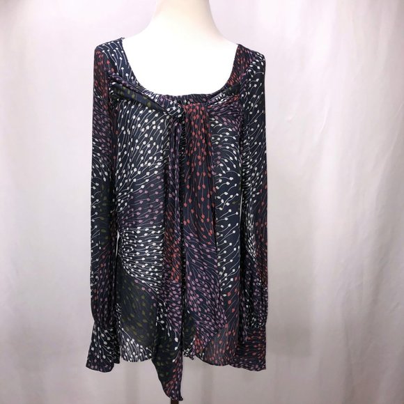 Anthropologie Leifsdottir Tie Back Tunic Blouse Light Long Sleeve Print Top - Picture 5 of 13